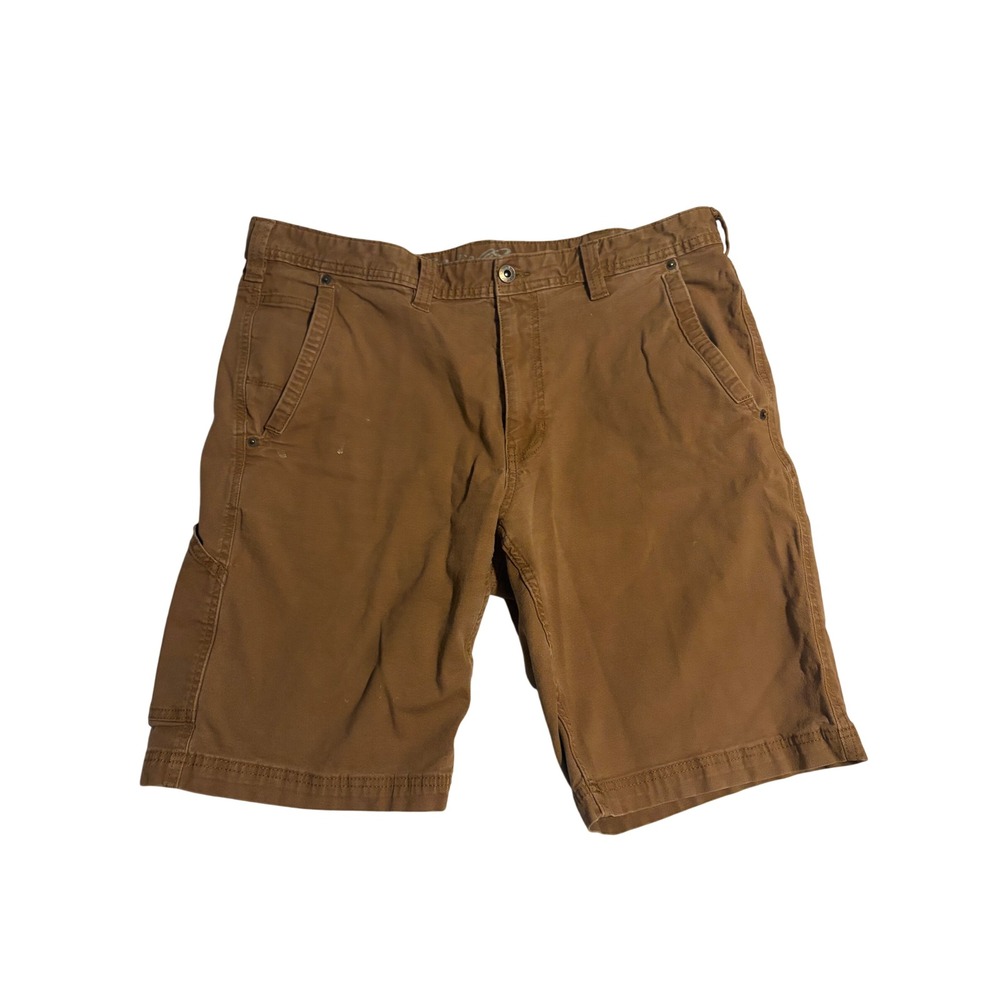 Eddie Bauer Mens Canvas Utility Shorts Brown Carpenter Workwear 36